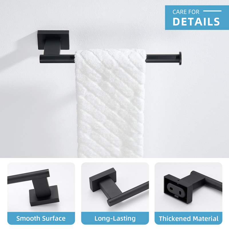Porte-serviettes mural en acier inoxydable SUS304, Noir mat