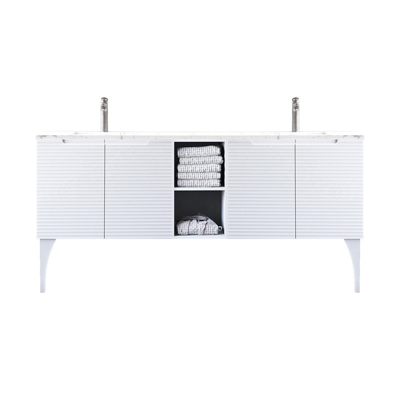 Ensemble de meuble-lavabo double 78 po Ariyannah, Neige