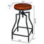 Tabouret de bar pivotant à hauteur réglable de 24 à 29 po Korede avec siège en placage de bois brun et base en métal noir (ensemble de 2)-947003835