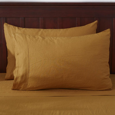 Pure Linen Pillowcase Queen Size, Stone Washed Pillowcases Envelope Closure, Soft and Durable Pillow Cases,Butternut 20" X 30"