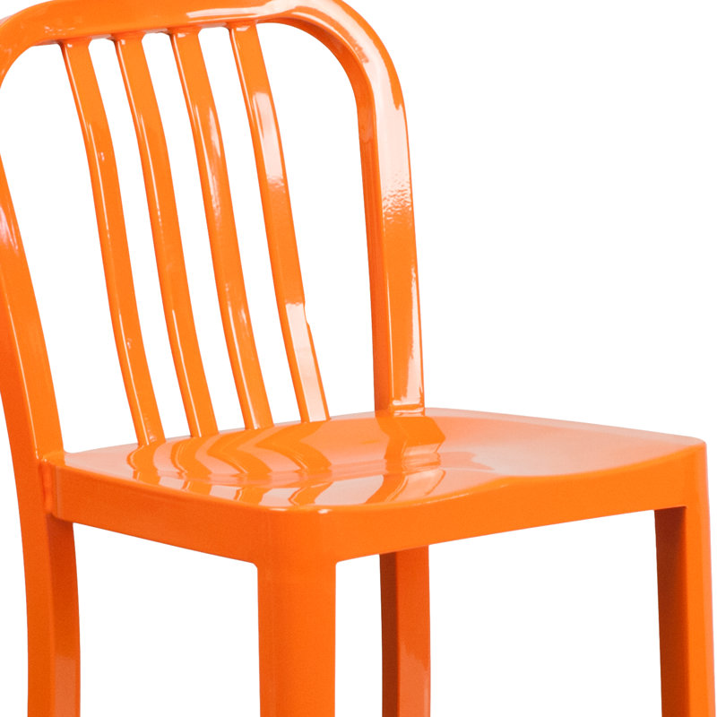 Indoor/Outdoor Commercial Grade Metal Modern Barstools (Set of 2) by Flash Furniture, Orange, Counter Stool (24" Seat Height)