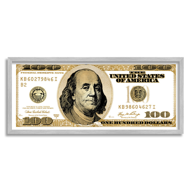 Motif de billets de banque décoratifs tendance, L 30 po x H 30 po, Estampe numérique Farmhouse