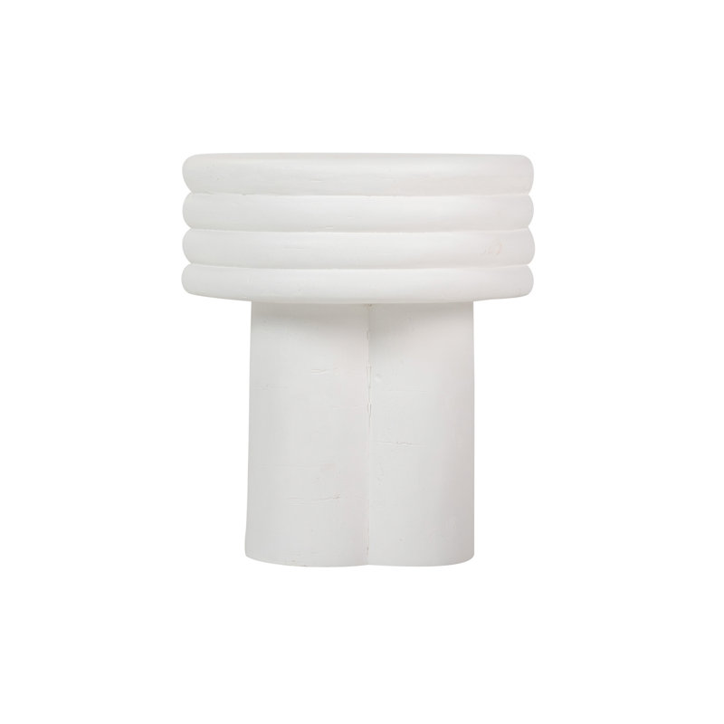 Pedestal End Table, White