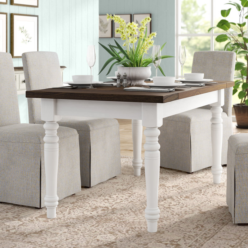 Table de salle à manger en pin bhagchandani, H 30 po x l 34 po x 60 po, Noyer foncé, Blanc