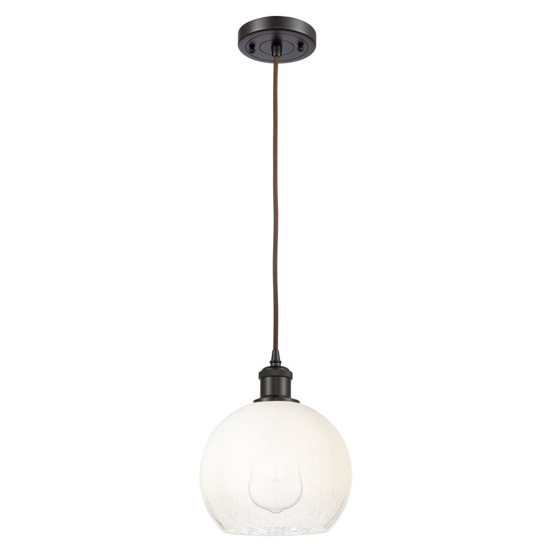 Mini luminaire suspendu à cordon 1 lumière 8 po Ballston - Brookhaven Globe, Bronze frotté à l'huile, Opale