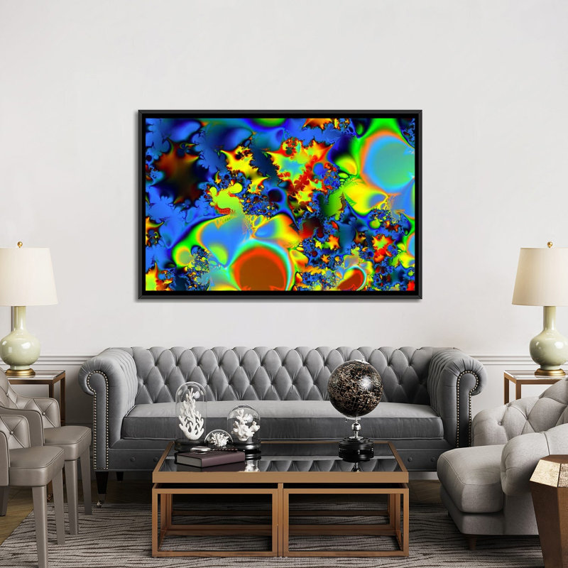 Digital Liquid Fuel Graphic Art on Canvas, 18" H x 26" W x 1.5" D, Black Floater Framed Canvas, No Mat
