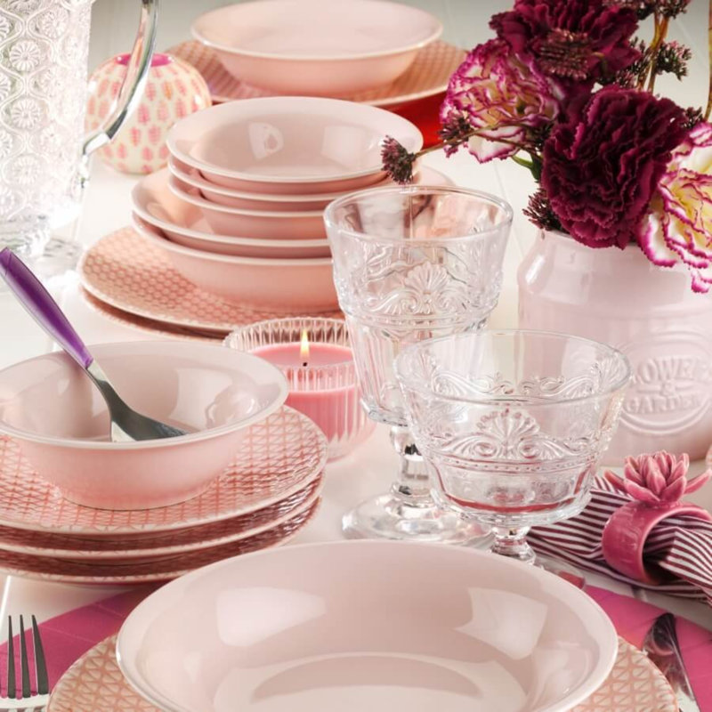 Service de table 24 pièces, service pour 6 Johns, Rose