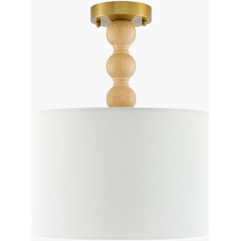 Luminaire suspendu tambour 1 lumière Glenell, Beige