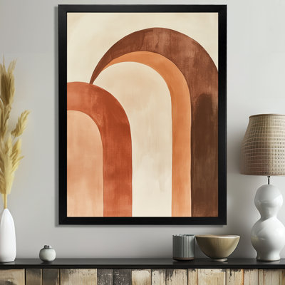 Brown Pink Earthtone Arc Composition II - Abstract Shapes Picture Framed Wall Art