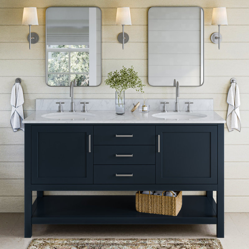 Bayhill 73'' W Double Vanity, Oval, Midnight Blue, 61"