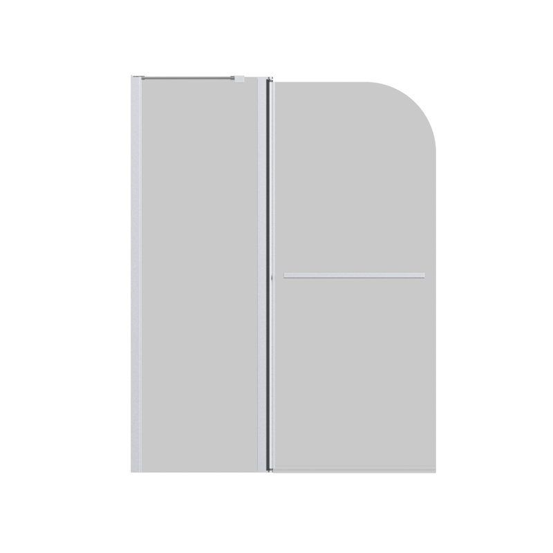 Frameless Folding Pivot Bathtub Door, 1/4" (6Mm) Thick Sgcc Clear Tempered Glass Door, Bathroom Pivot Bifold Shower Tub Door Panel, Reversible Installation