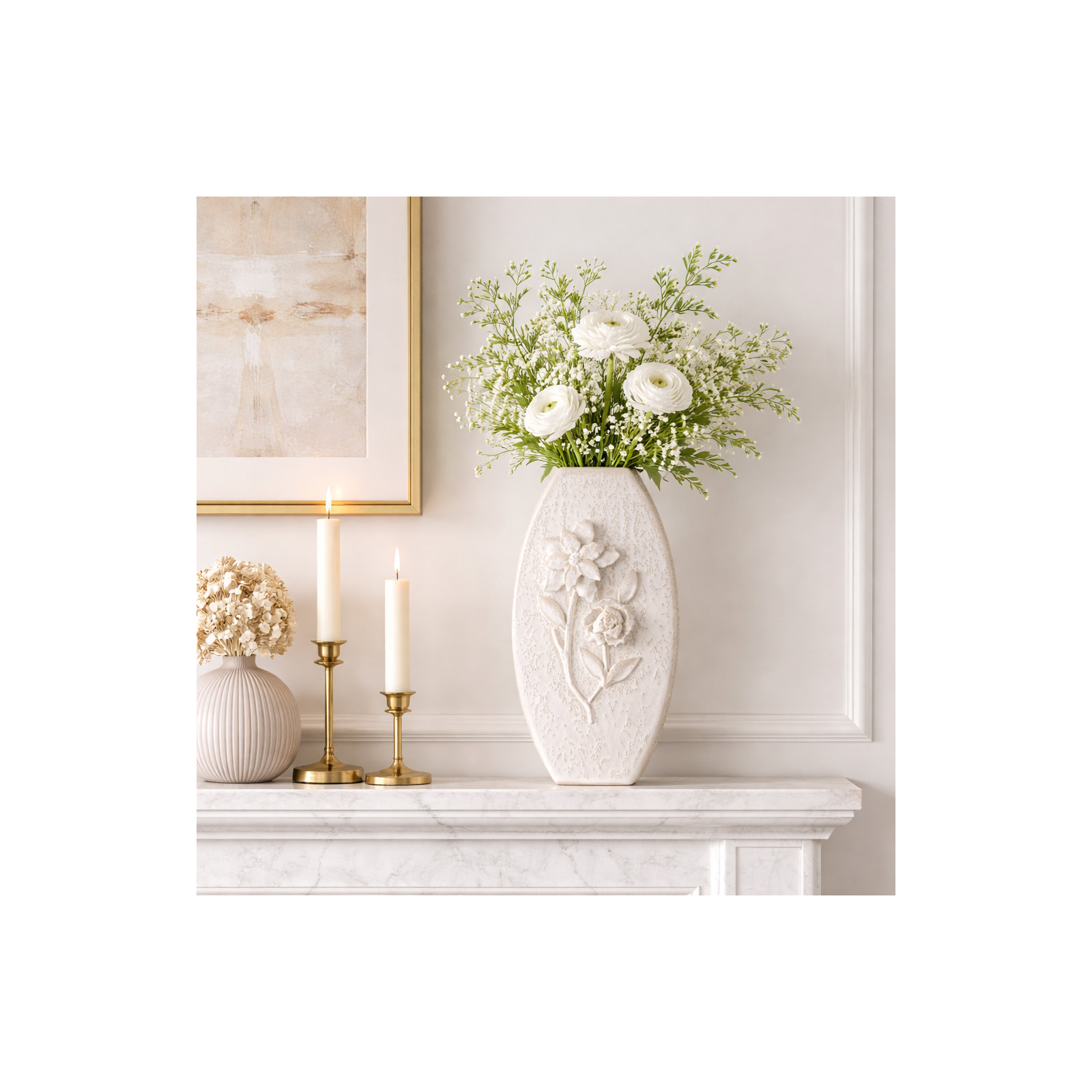 Handcrafted Earthenware Pottery Vase With Textured Detailing - Modern Decorative Accent