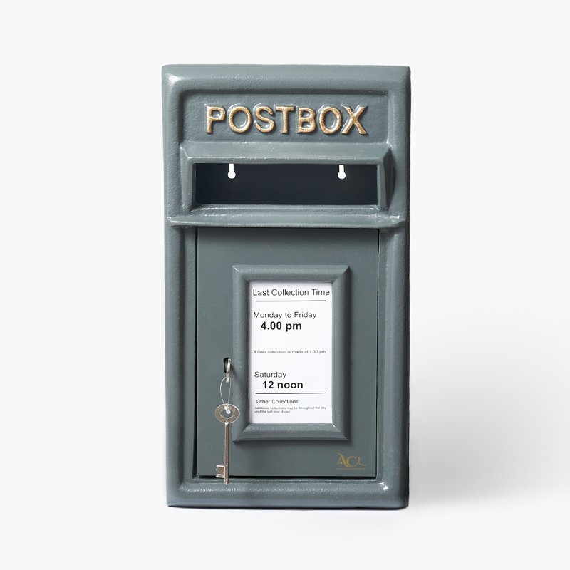 Roper Metal Wall Mounted Letter Box, Grey