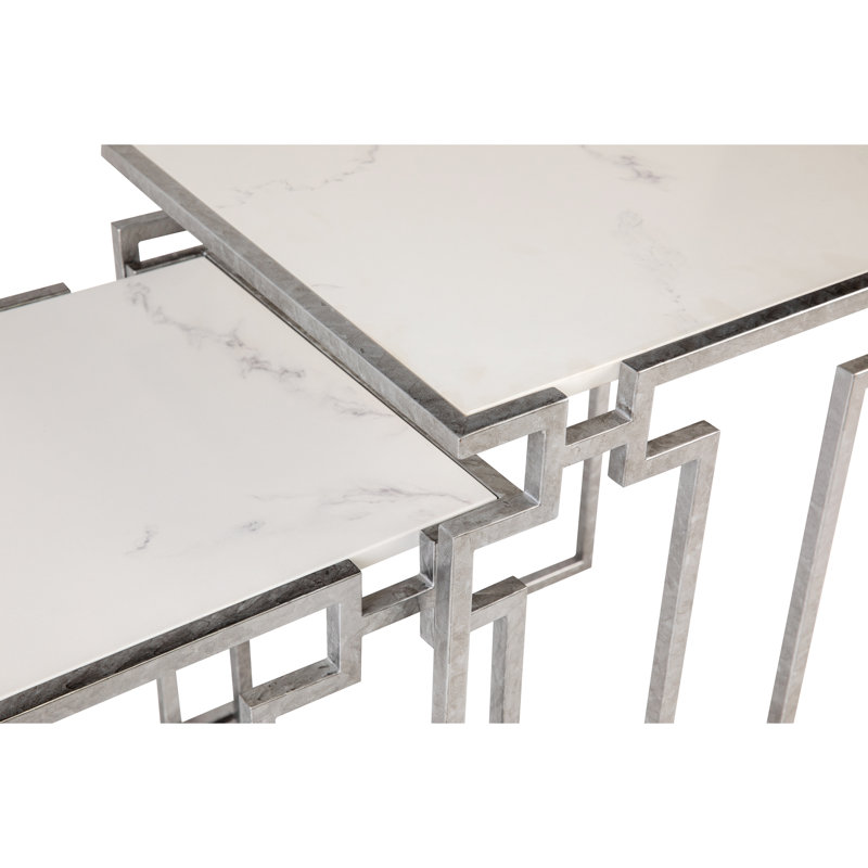 Bosphorus Steel Sled Nesting Tables, Silver