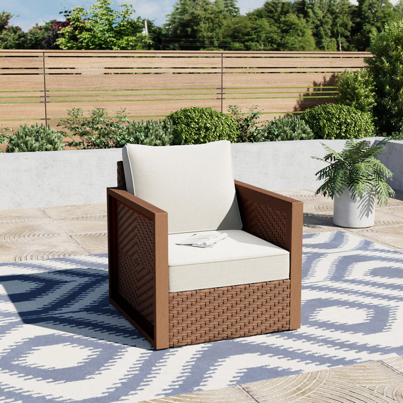 Chaises de patio en osier avec coussins en PEHD