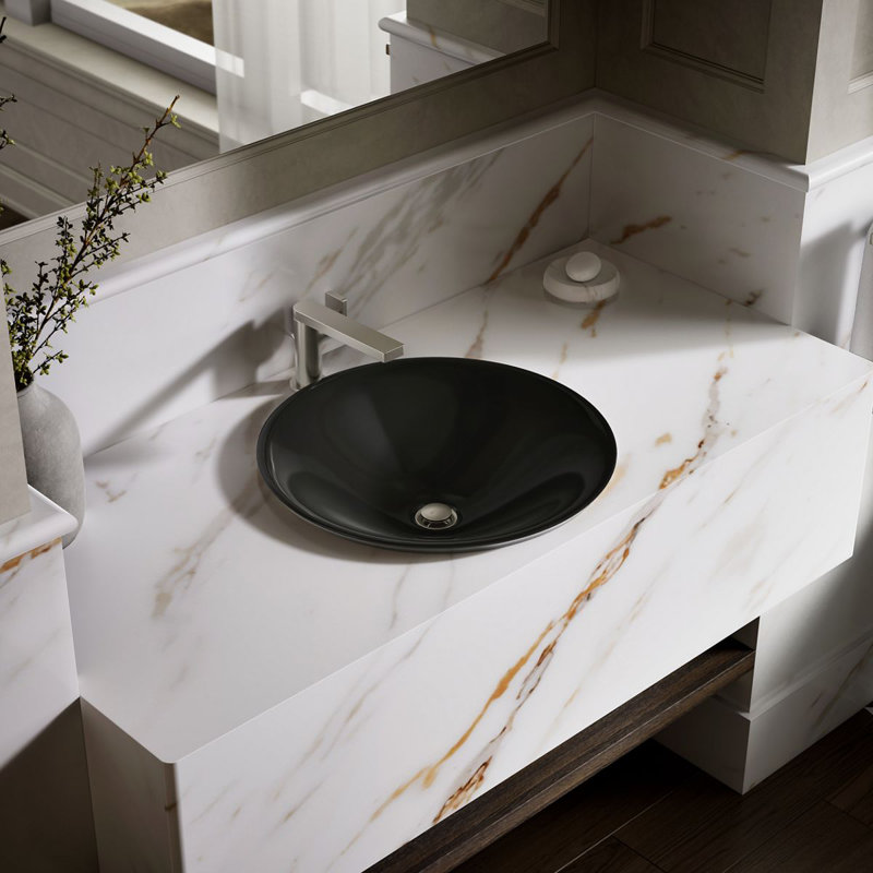 Carillon Circular Vessel Bathroom Sink, Ice Grey