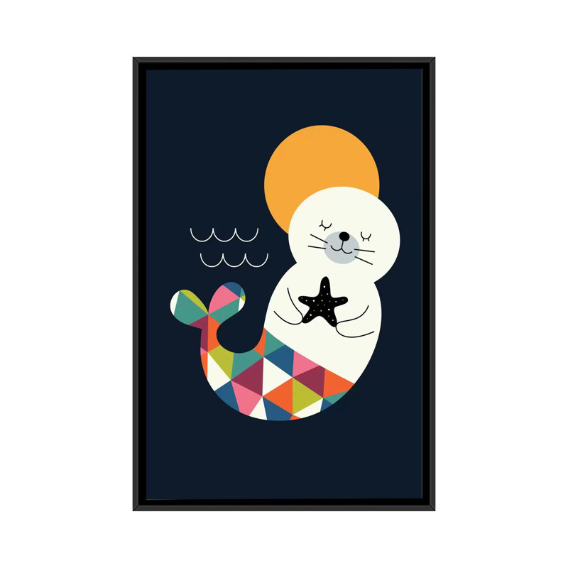 « seal sirène » par andy westface-impression sur toile tendue, H 26 po x l 18 po x P 1,5 po, Pas de tapis