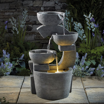 Alwigh Outdoor Sculptural Fountain with Lights