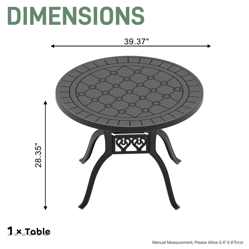 Table de salle à manger ronde ronde 39,37 po