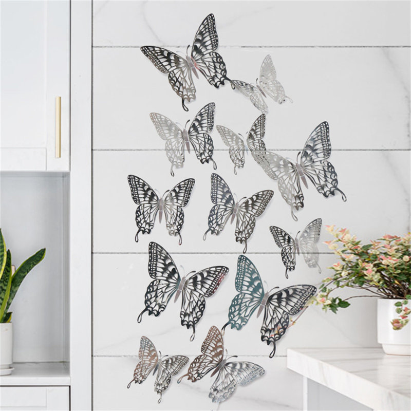 Autocollant mural 12 pièces, 4.73" H x 4.73" W, Silver