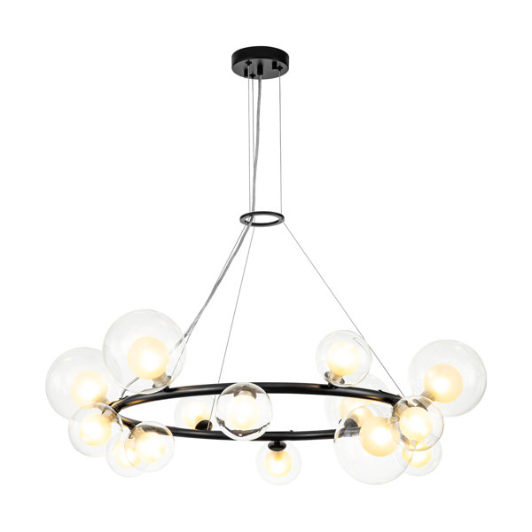Lacquered Brass MN Iron Orb Crystal Chandelier