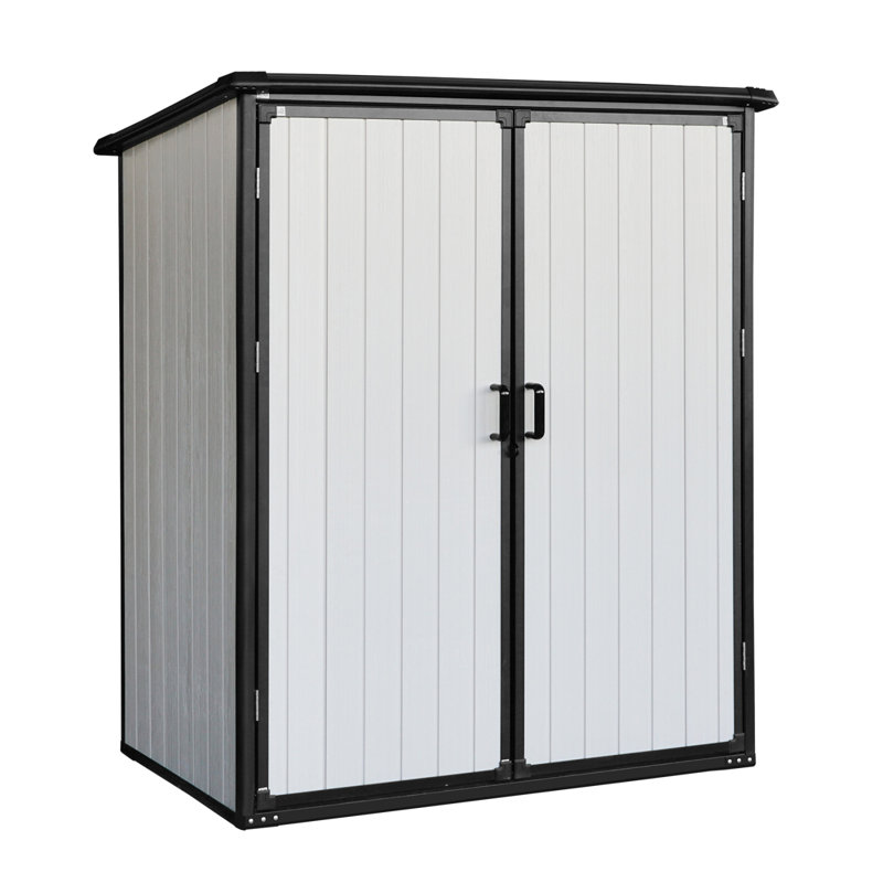 Armoire de rangement extérieure en résine imperméable 5X3ft avec portes verrouillables pour vélos et meubles de patio