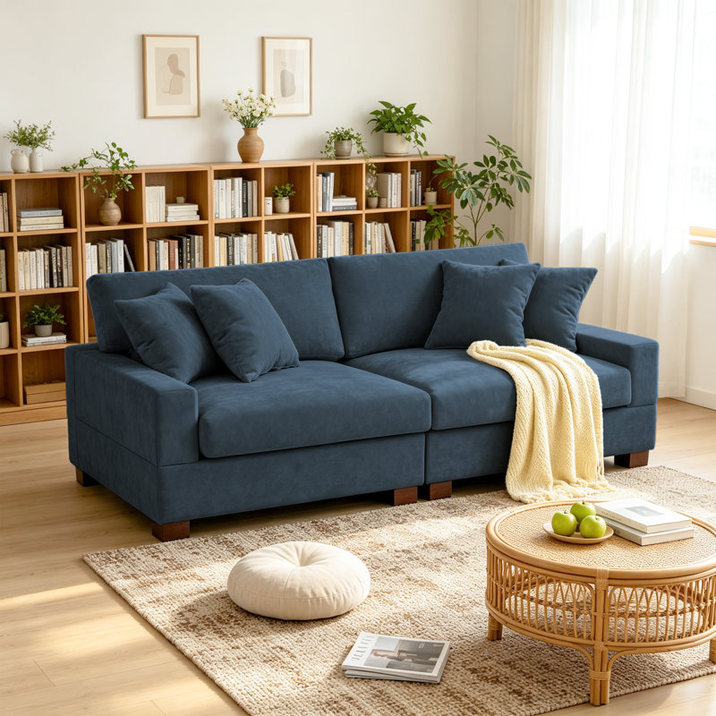 Canapé modulaire rembourré 2 pièces en chenille 2 pièces, Bleu