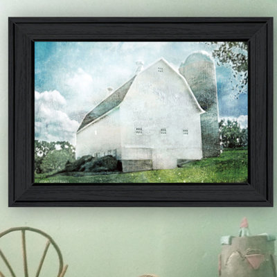 White Barn - Reproduction d'art sur papier encadrée