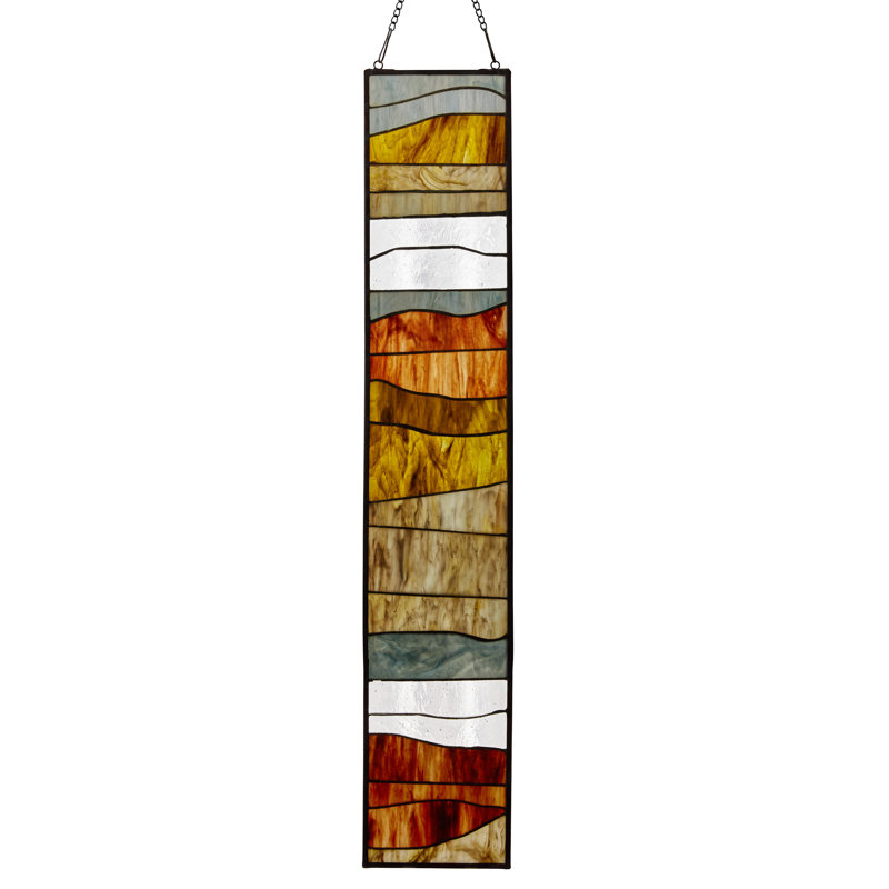 36"H Oversized Geometric Stained Glass Window Panel