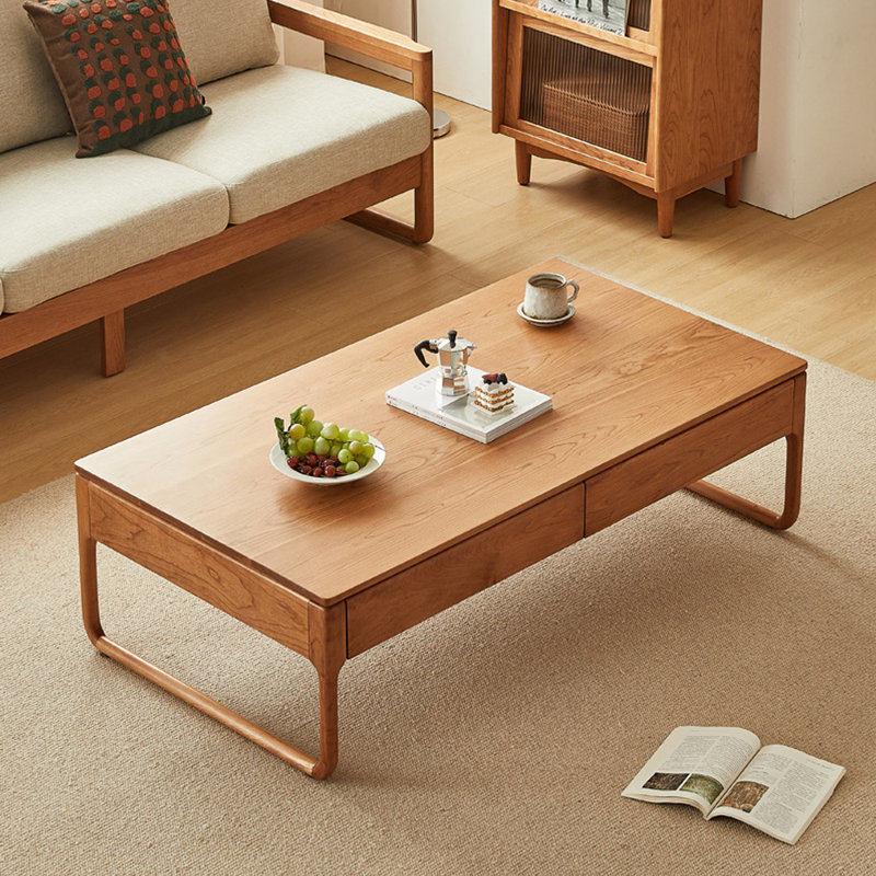 Simple solid wood storage coffee table, 16.54" H x 51.18" L x 29.53" W