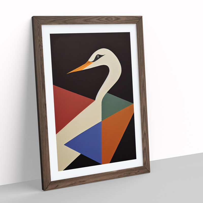 Swan in Abstract No.3 - Framed Print, Walnut, 34cm H x 25cm W x 2cm D