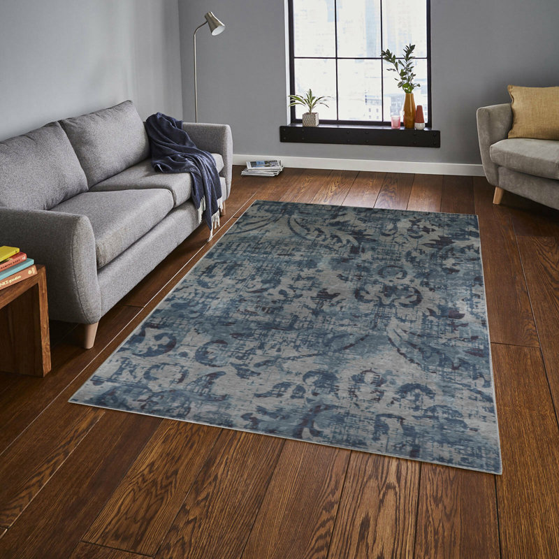Tapis tissé élégant (4 x 6 pi), 100% polyester, d'une hauteur de poils de 0,4 po | Antibactérien, antidérapant sous la surface | Lavable à la machine, impression numérique 3D | Parfait pour le salon, la chambre à coucher et la décoration intérieure