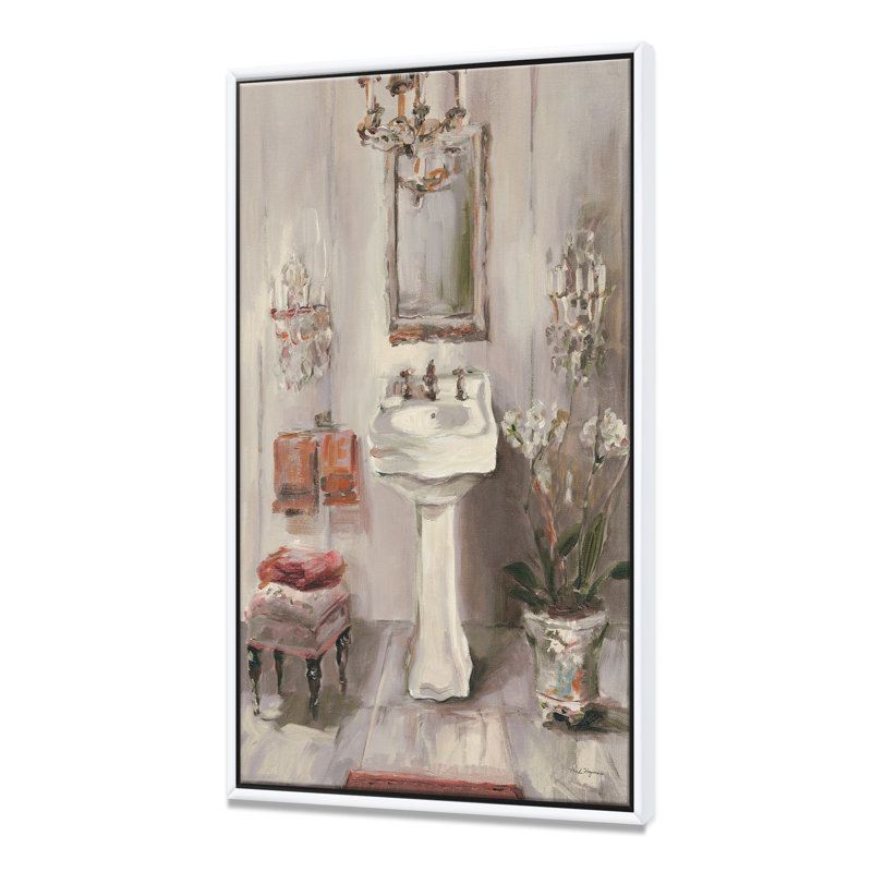 French Bath La Baignoire I - reproduction d'art, H 40 po x l 30 po x 1,5 po, Toile encadrée flottée blanche