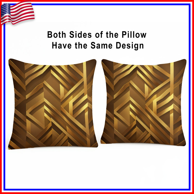 Gold Chevron Pattern Double Sided Throw Pillows, 18 x 18 inches