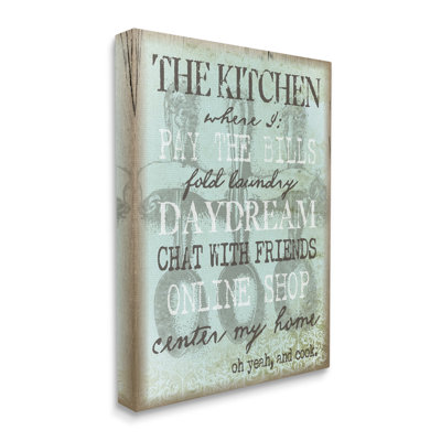 Humour Kitchen List Sign Vintage Weathered Style par Graffitee Studios - impression sur toile tendue