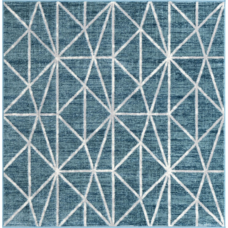 Tapis contemporain Eshin couleur océan, Carré 7 pi