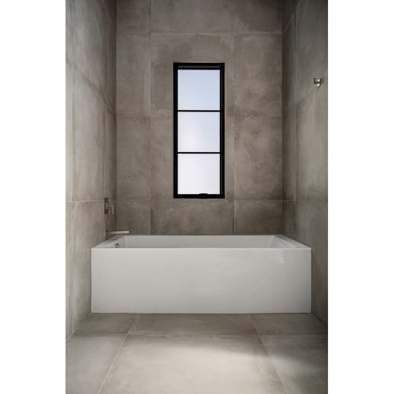 Sydney 60'' L Whirlpool Bathtub, White, Left, Polished Chrome