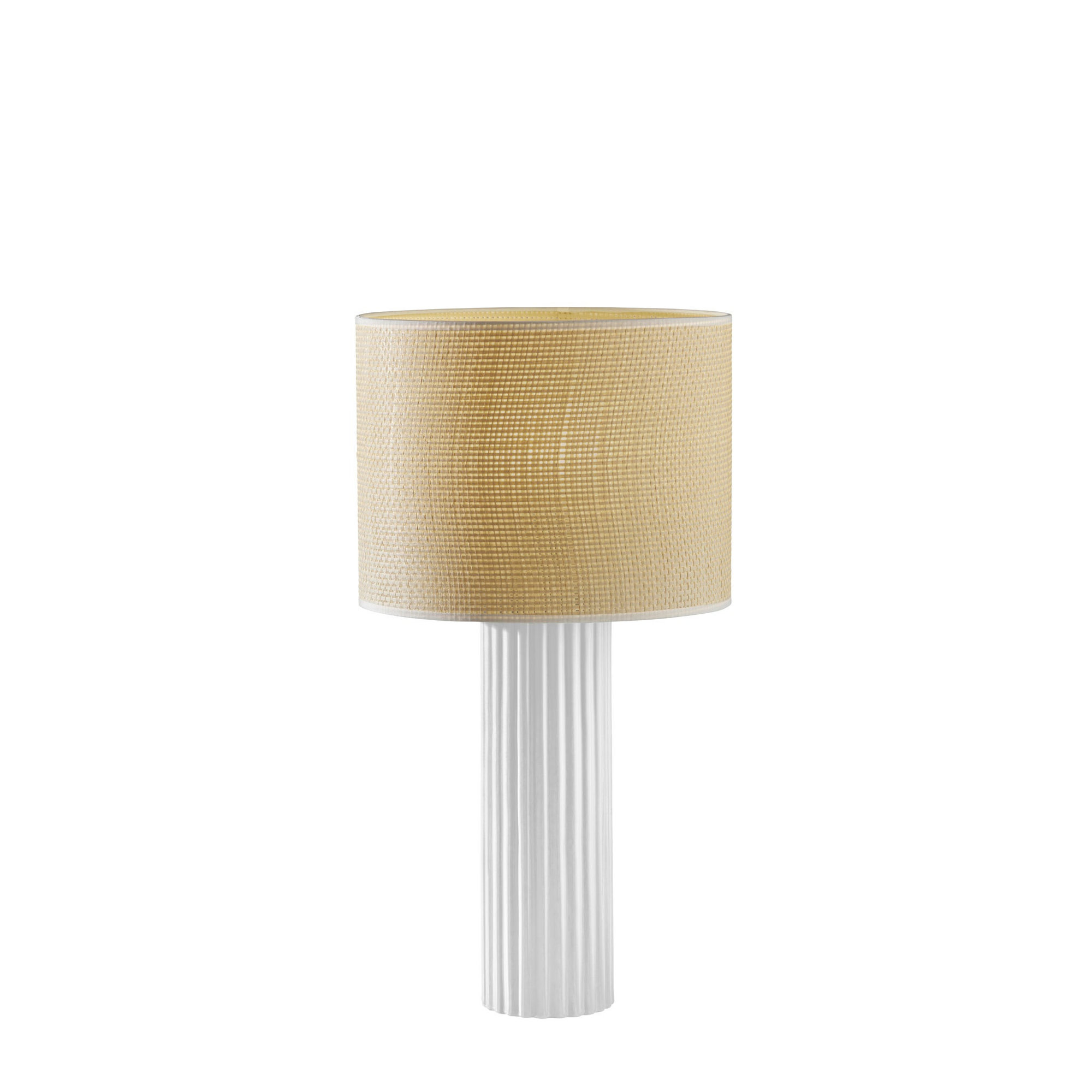 Aldreth Ceramic Table Lamp, White Ribbed, 24" H x 13" W x 13" D