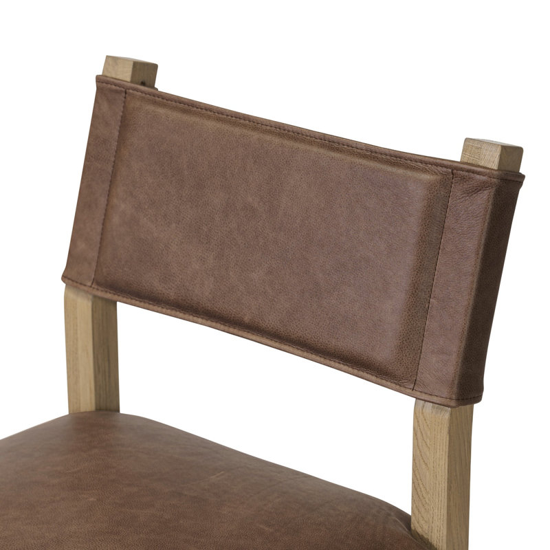 Ferris Stool, Light Oak, Palermo Cigar Genuine Leather, Bar Stool (29.92" Seat Height)