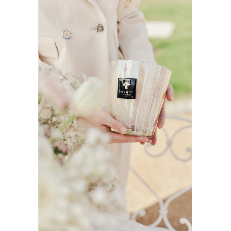 Pearls White Candle, 13.8" H x 9.36" W x 9.36" D