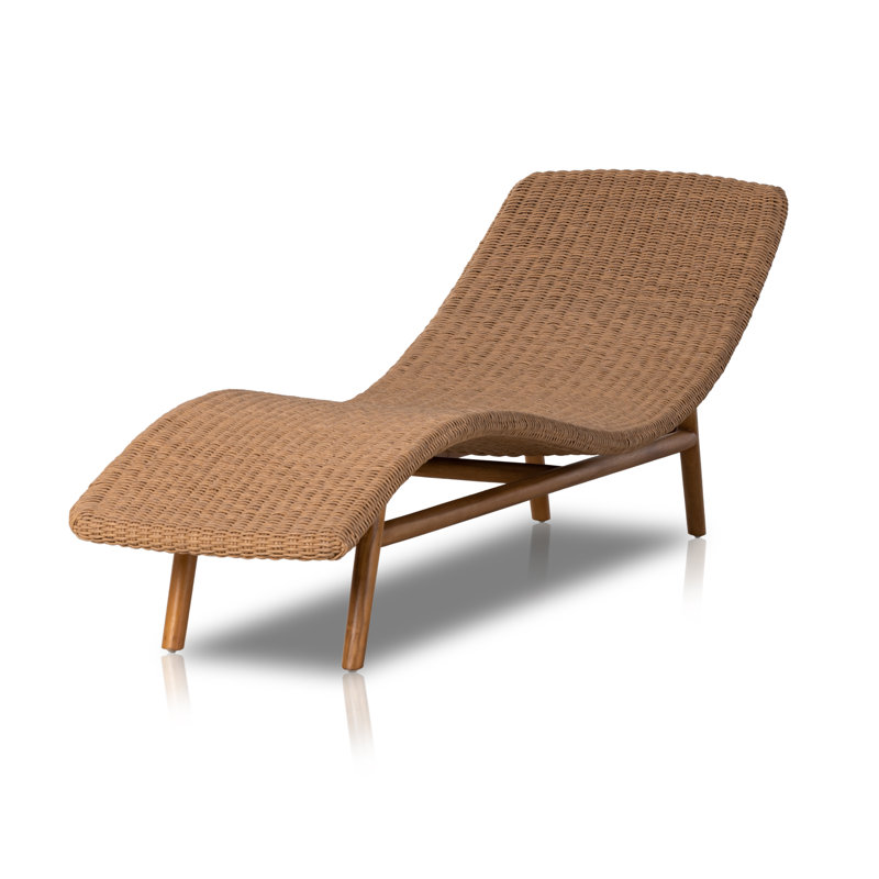 Portia Outdoor Teak Chaise Lounge, Natural, Natural Teak