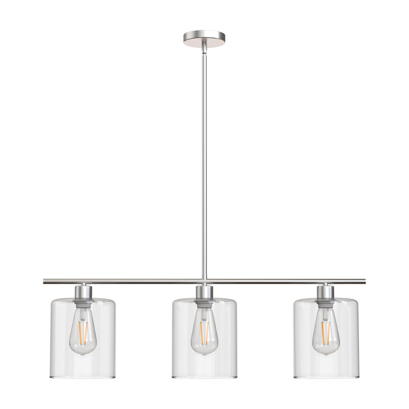 Luminaire suspendu linéaire en verre à intensité variable pour îlot de cuisine de 5,9 po (l) à 3 lumières réglables, Nickel