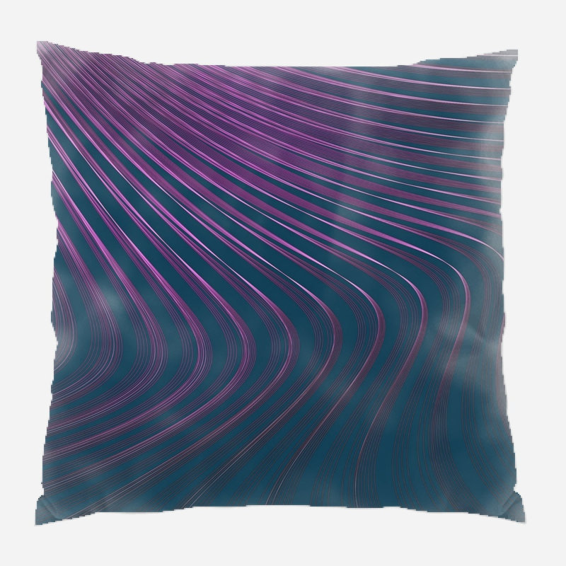Coussin décoratif à lignes, Bleu / Mauve