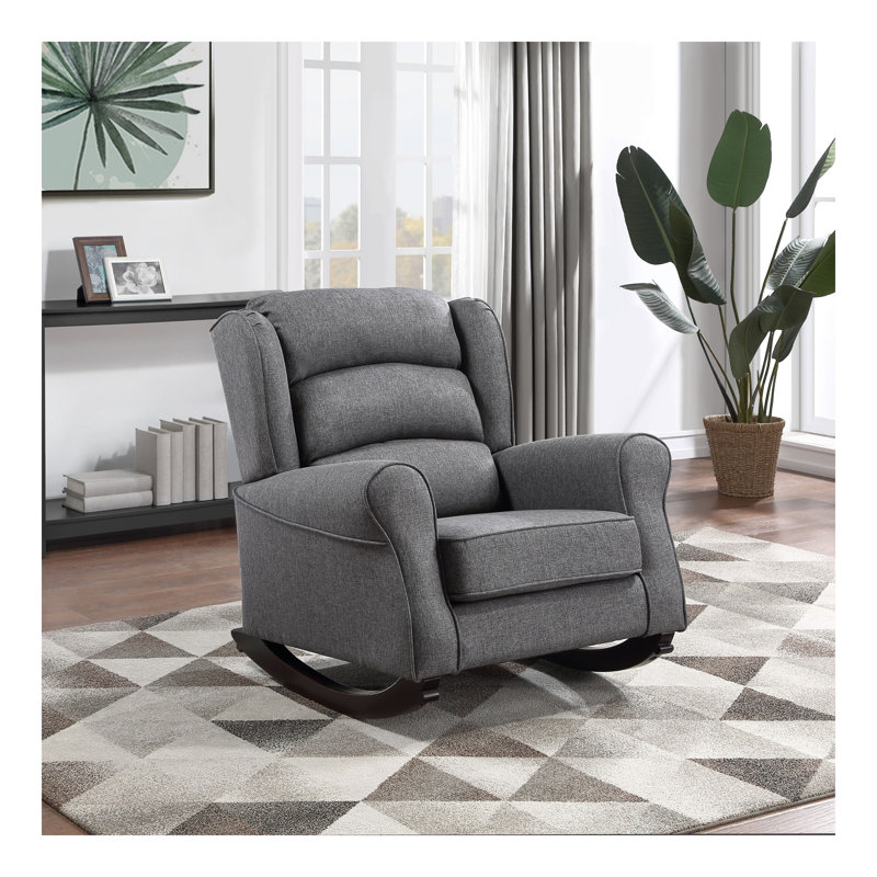 Chaise berçante grise avec accoudoirs évasés