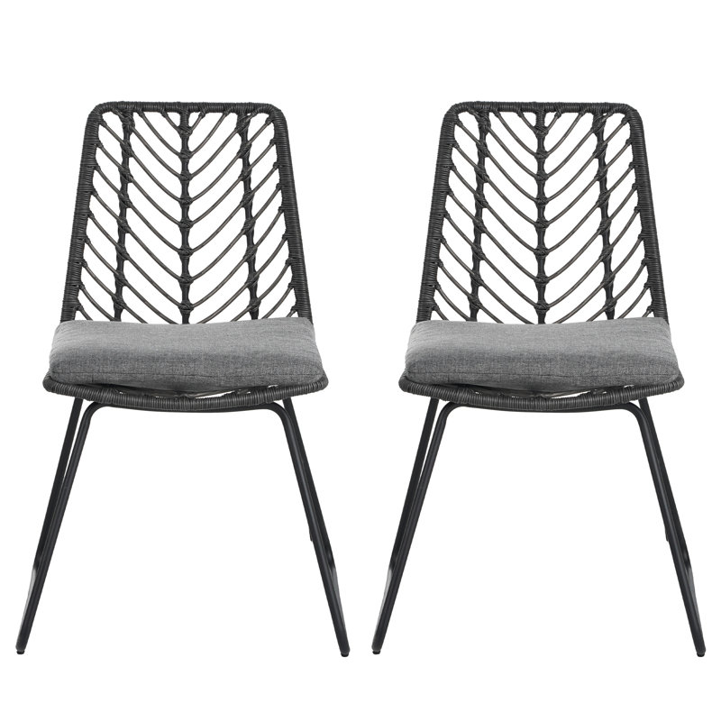Chaise pour l'extérieur avec coussins gris - style transitionnel, assemblage requis et design