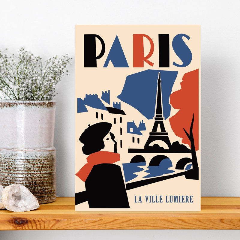 Classic Paris Art Deco Classic Retro Romantic Architecture City Wall Art Print 1 Piece Wrapped Canvas Wall Art