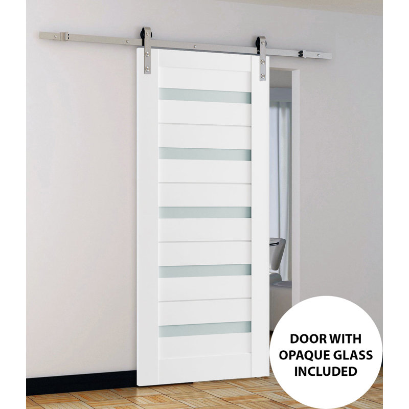 Porte de grange en bois givré Quadro, 36 po x 80 po