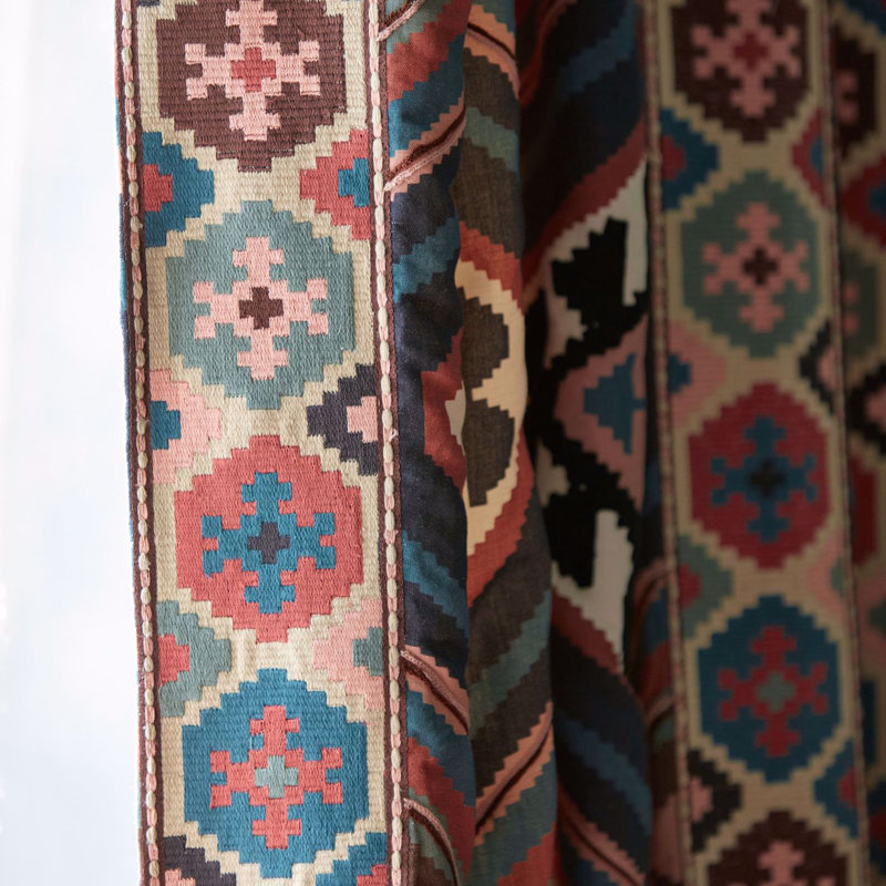 Dorothys Kilim Fabric, Barbed Berry/Indigo