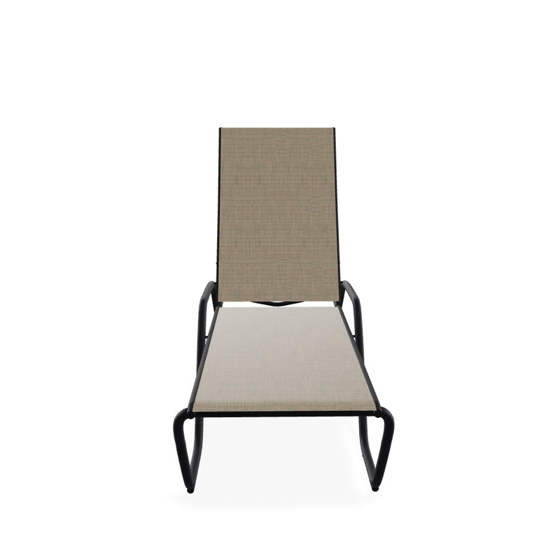 Outdoor Rust-Resistant Metal Chaise Lounge, Textured Black, Newport