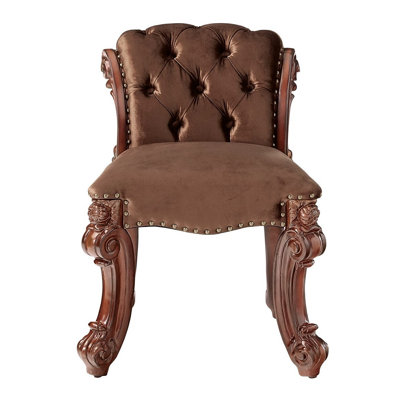 Vendome Fabric, Bone Finish Vanity Stool by Bloomsbury Market